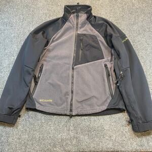 Columbia Mens Medium Soft Shell Titanium Interchange Black Gray Jacket Coat